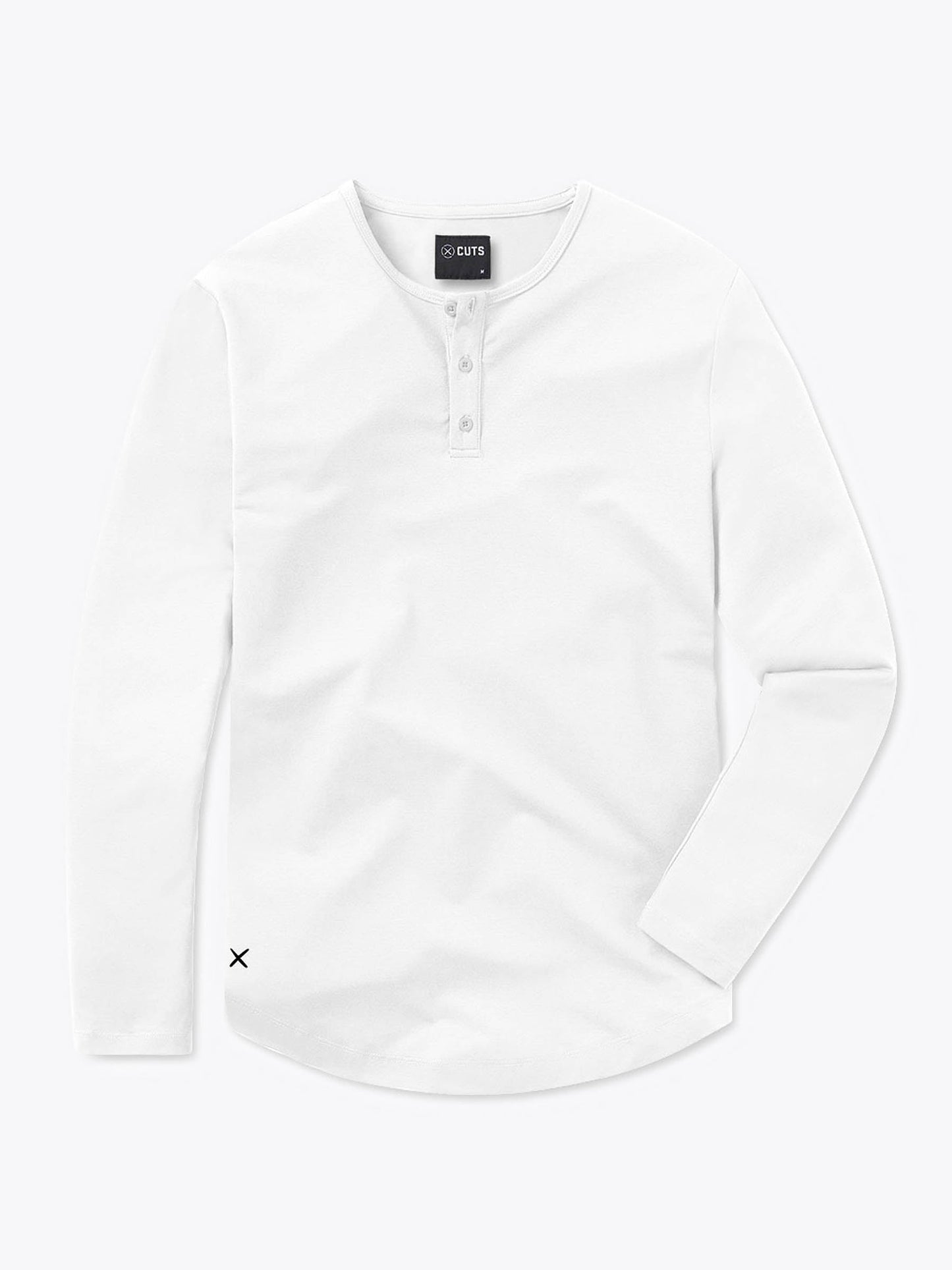 AO Long Sleeve Henley Curve-Hem | White Signature-fit PYCA Pro®