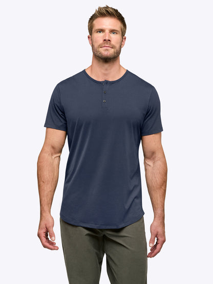 AO Henley Curve-Hem | Pacific Blue Signature-fit PYCA Pro®