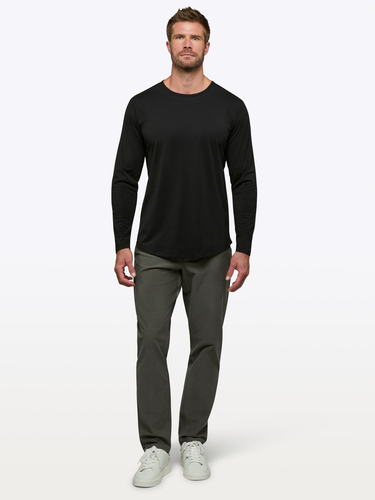 AO Long Sleeve Curve-Hem Tee | Black Signature-fit PYCA Pro®