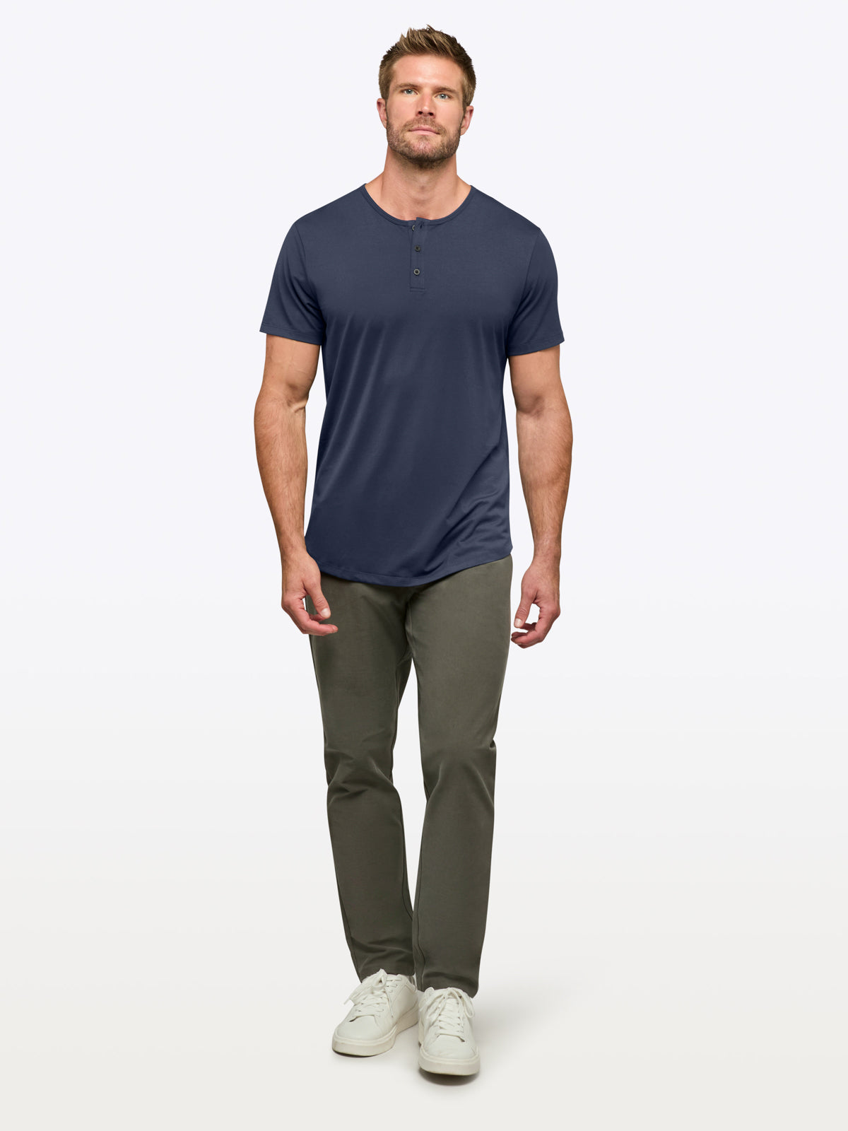 AO Henley Curve-Hem | Pacific Blue Signature-fit PYCA Pro®
