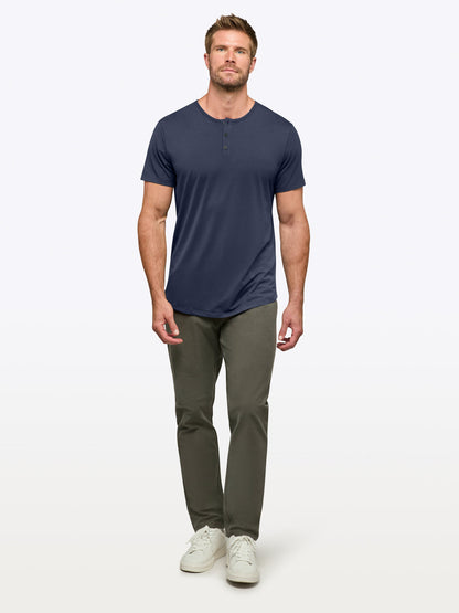 AO Henley Curve-Hem | Pacific Blue Signature-fit PYCA Pro®